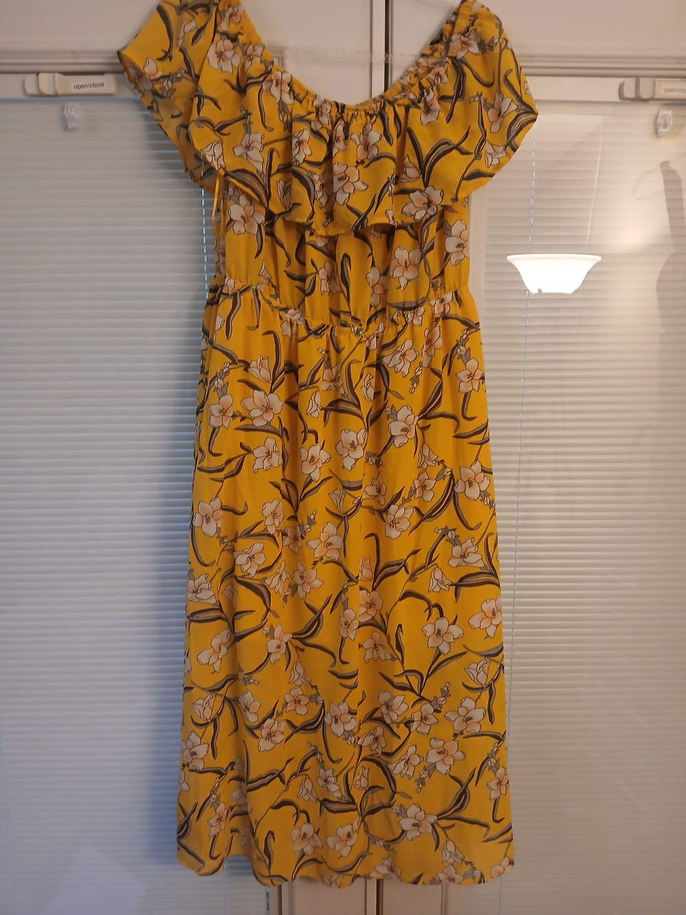 Yellow Lilly Chiffon Of The Shoulder Midi Dress